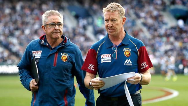 Chris Fagan and David Noble worked together at the Lions. Picture: Adam Trafford/AFL Media/Getty Images