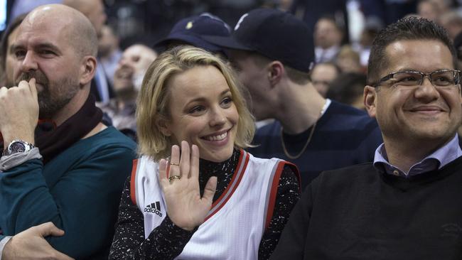 Homegirl ...  Rachel McAdams checks out the Raptors at a basketball game in her beloved home town of Toronto. (Chris Young/The Canadian Press via AP)