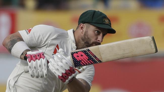 Australia's Matthew Wade plays a shot during the first day of the fourth Test.