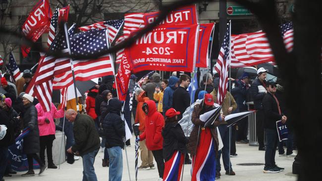 Supporters gather as former U.S. President Donald Trump attends a campaign event on April 2 in Grand Rapids, Michigan, where Trump delivered a speech which his campaign has called "Biden's Border Bloodbath.” Picture: Spencer Platt/Getty Images/AFP