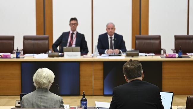 Kevin Burrowes appears before a senate inquiry into the management and assurance of integrity by consultancy services at Parliament House in Canberra: Martin Ollman