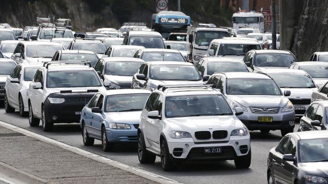 Traffic on the Warringah Freeway. Picture: David Swift