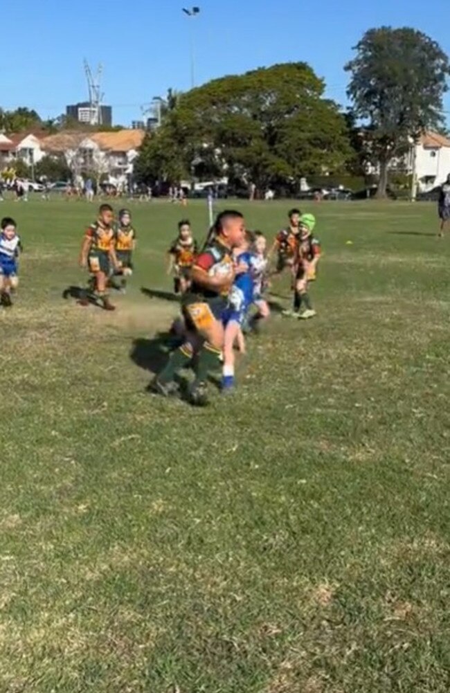 The six-year-old towered over the other kids. Picture: TikTok