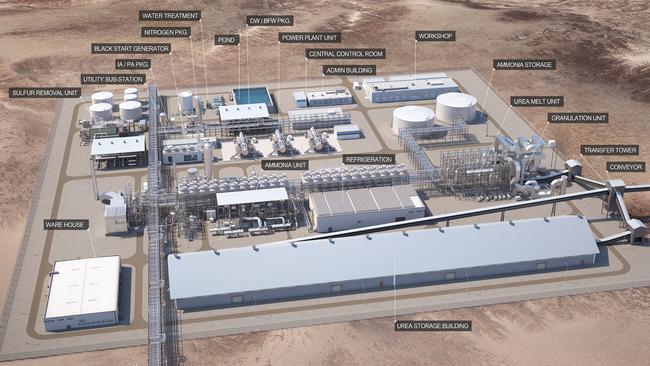 Artist's impression of the $2.6bn urea production facility at Leigh Creek. Picture: Supplied by NeuRizer