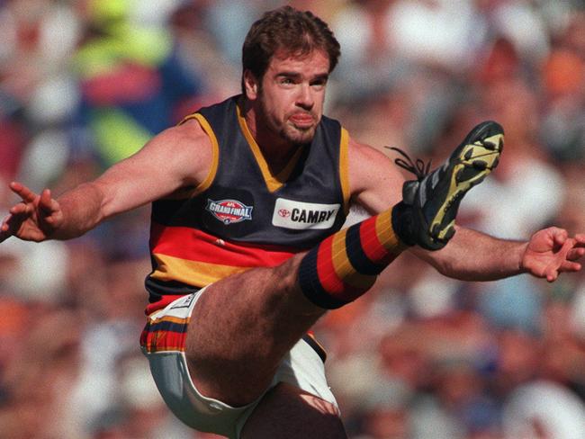 Mark Ricciuto kicked Adelaide’s first goal. He missed the 1997 grand final and said he didn’t sleep all week before the 1998 decider