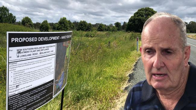 Logan resident Ken Thomas at the site of the proposed sewerage plant next door to his riverfront home. Picture: Judith Kerr