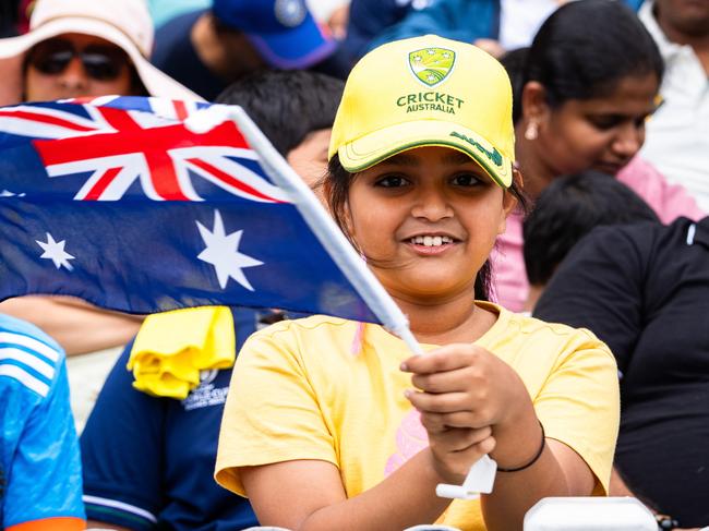 Indian Aussie cricket fan Samayra Ghosh at the SCG on the morning of day 1. Picture: Tom Parrish