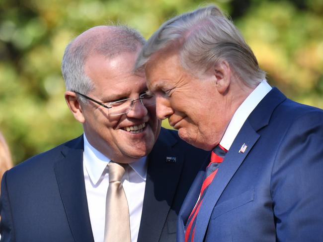 Australian Prime Minister Scott Morrison chats with US President Donald Trump at the White House in September last year. Picture: AAP