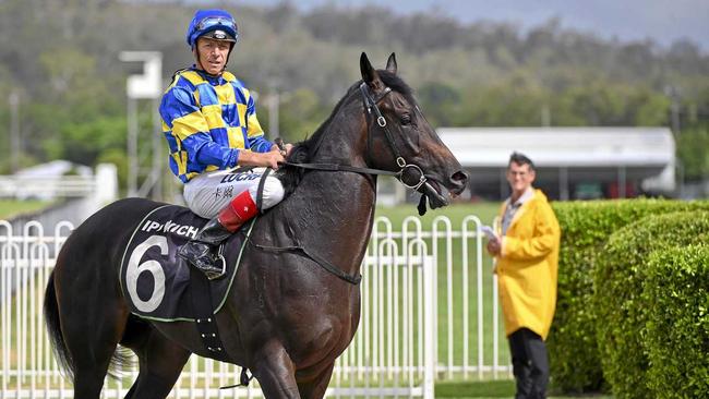 Jockey Michael Cahill returns to the Ipswich enclosure after riding Kalik to victory at the Ipswich track. Picture: Cordell Richardson