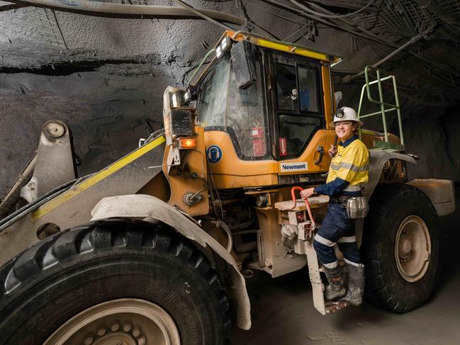 Worker Melissa McNamara underground at the Cadia mine operated by Newmont, near Orange NSW. Picture: Newmont Cadia Website