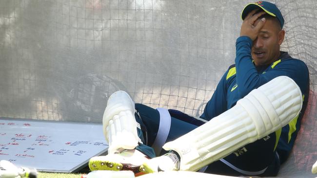 Australian Test cricketer Usman Khawaja was clearly emotional in Adelaide on Tuesday where the team trained at Adelaide Oval. Picture: Getty