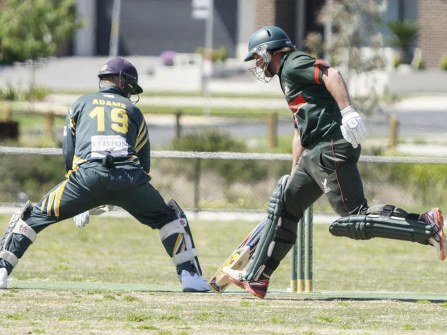 Tooradin batter Russell Lehman makes his ground. Picture: Valeriu Campan