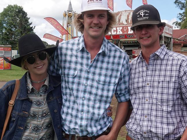 Emma Williams, Dillon Carey and Cooper West at the Dorrigo Show, November 24, 2023. Picture: Chris Knight