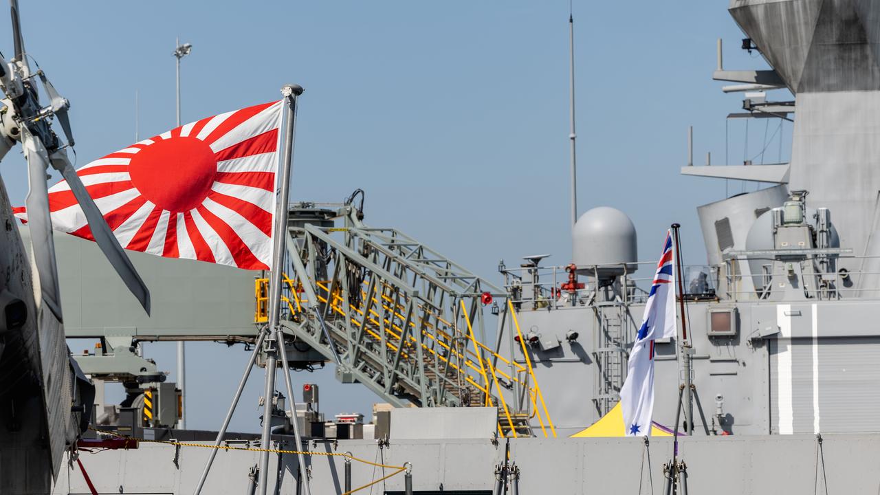 Japanese frigate, the JS Yahagi, has pulled into Darwin Harbour as part of its Indo-Pacific voyage. Picture: Pema Tamang Pakhrin