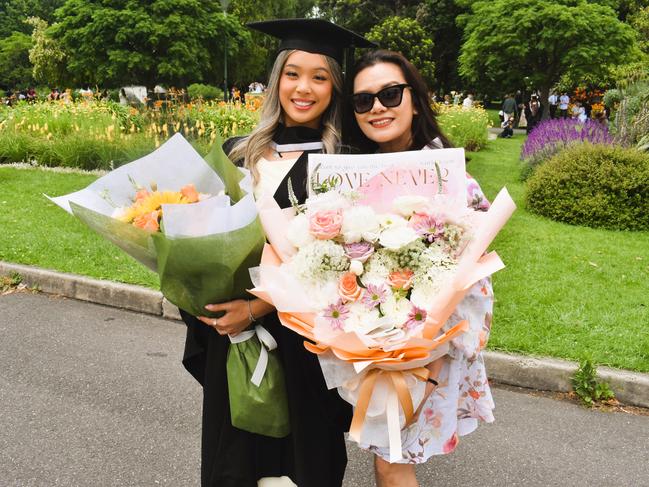 Catrina Le (Bachelor of Oral Health) and Yen Le at the University of Melbourne graduations held at the Royal Exhibition Building on Saturday, December 7, 2024. Picture: Jack Colantuono