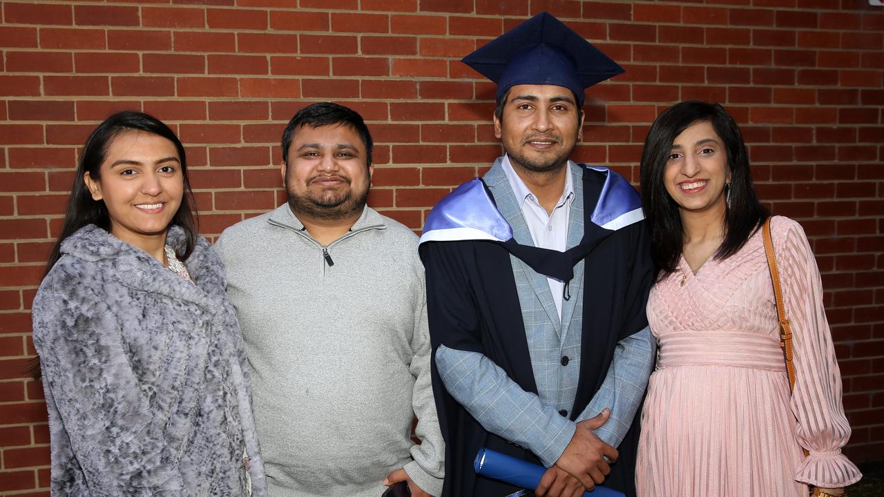 Sawera, Mohsin Raza Khowaja, Aliraza Khowaja and Khadija Aliraza at Deakin University post-graduation celebrations on Friday afternoon. Picture: Alan Barber