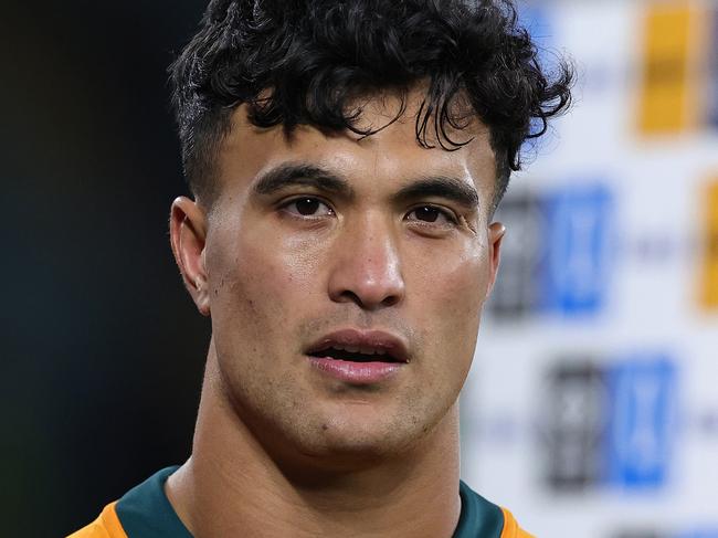 LONDON, ENGLAND - NOVEMBER 09:  Joseph-Aukuso Suaalii of Australia looks after their victory during the Autumn Nations Series 2025 match between England and Australia at Allianz Twickenham Stadium on November 09, 2024 in London, England. (Photo by David Rogers/Getty Images)