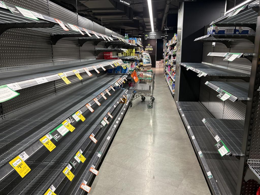 Bare shelves at Woolworths. Picture: Reddit