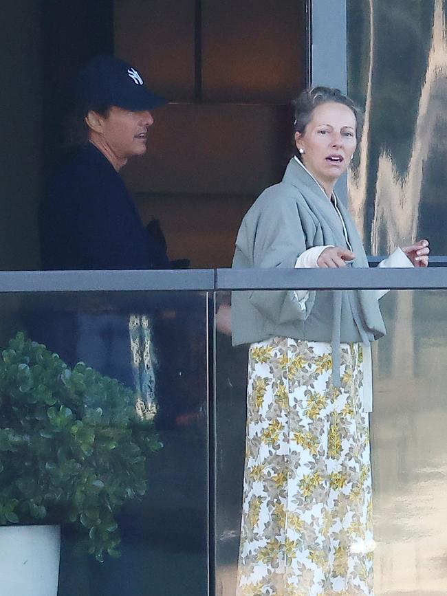 The actor is seen with a member of his entourage on the balcony of his penthouse suite. Picture: MatrixPictures.com.au