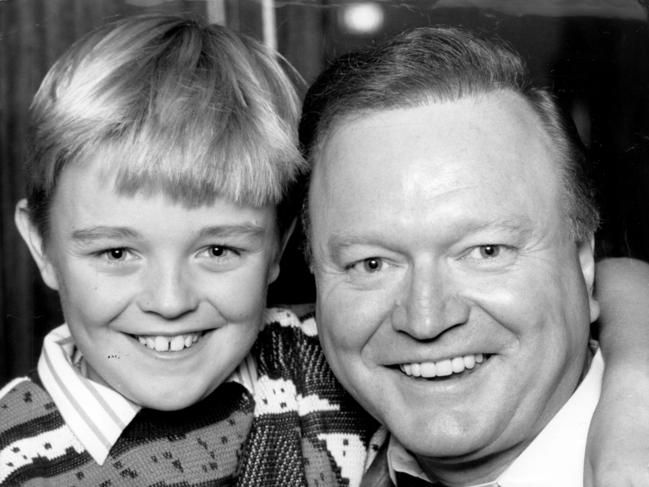 Bert Newton and son Matthew in 1988. Picture: Genevieve Edwards