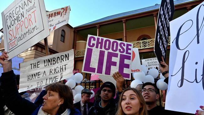 Pro-life and pro-choice advocates have rallied outside the NSW parliament this week ahead of debate on Reproductive Health Care Reform Bill. Picture: Saeed Khan/AFP