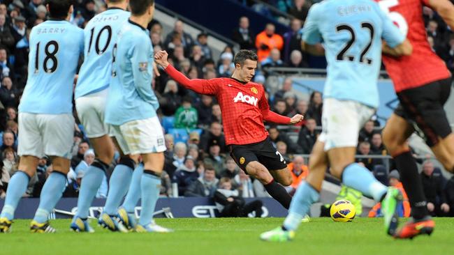 Manchester United's Robin Van Persie scores the winner in 2012.