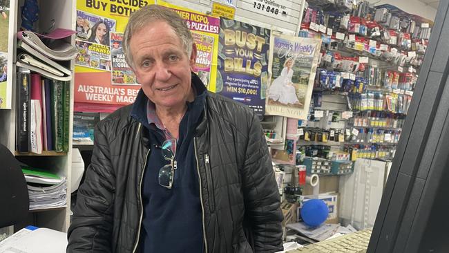 Vermont newsagent owner Bruno Tassone has described Whitehorse Council's introduction of parking sensors at his shopping strip as a “cash grab”. Picture: Kiel Egging.