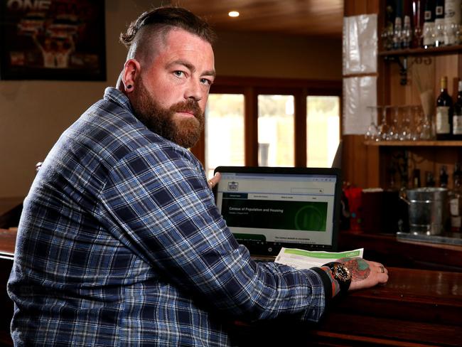 Sandy Creek Hotel manager Luke Somerville tried to complete his Census at work after not being able to on the night when it crashed. Picture: Calum Robertson