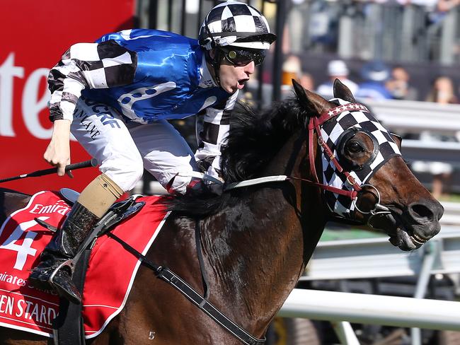 Tosen Stardom and Damian Lane combine to take out the Emirates Stakes. Picture: Michael Klein