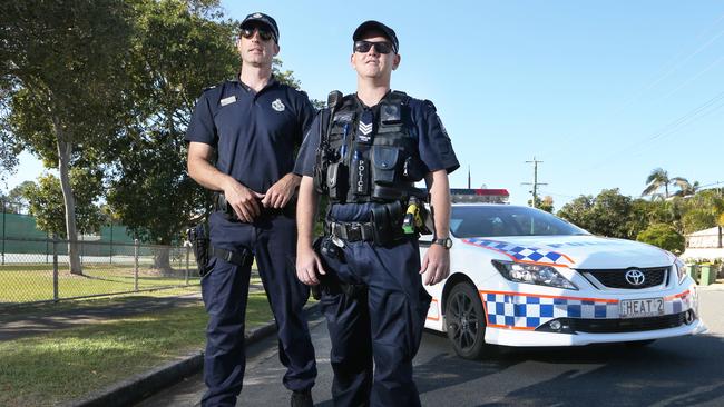 The future of policing is going to be more mobile and technology driven. Rapid Action Patrol officers Sergeant Matt Pyke and Senior Constable Klay Williams (left) at work. Picture Glenn Hampson