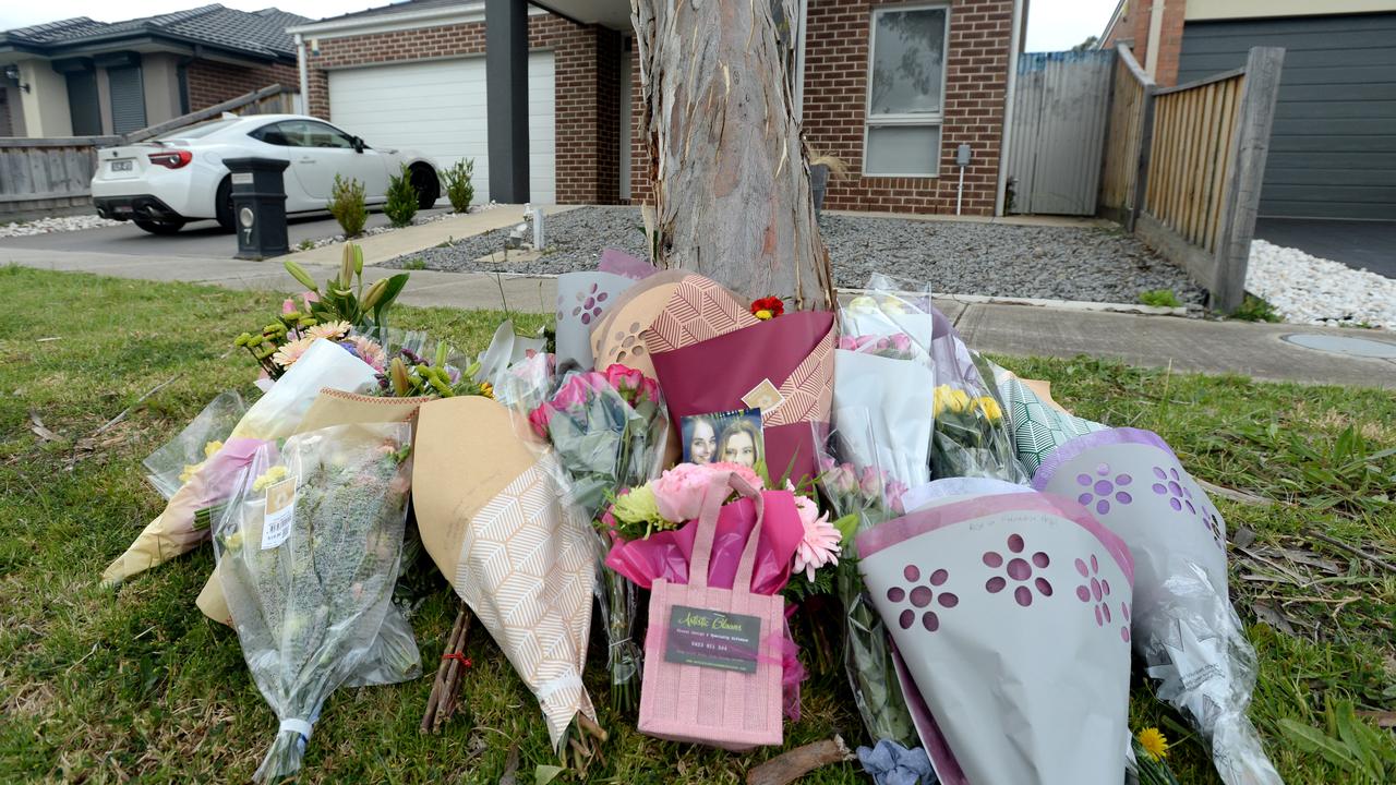 Flowers outside Celeste Manno’s family home where she was killed early Monday morning. Picture: Andrew Henshaw