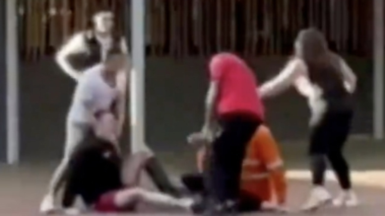 A wild brawl has been captured at Colonnades Shopping Centre in Noarlunga. Picture: 7NEWS.