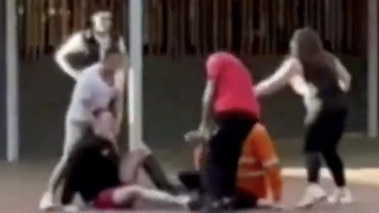 A wild brawl has been captured at Colonnades Shopping Centre in Noarlunga. Picture: 7NEWS.