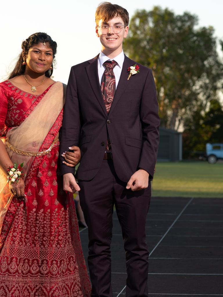 Abenaya Suntharavadivel and Tristan Tausz at the 2024 Rockhampton Grammar School formal.