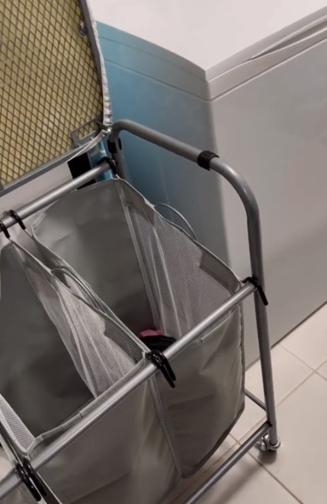 The hamper has three clothing compartments for clothes. Picture: TikTok