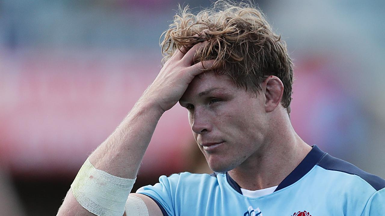 Michael Hooper of the Waratahs looks dejected.