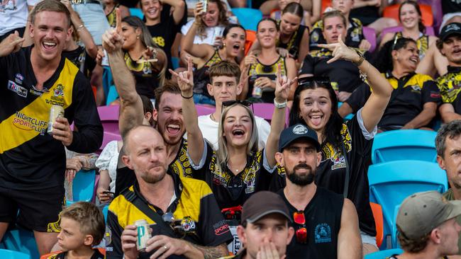 Nightcliff Tiger fans in the 2023-24 NTFL Men's Grand Final between Nightcliff and St Mary's. Picture: Pema Tamang Pakhrin