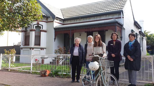 Norwood residents Rowena Dunk, Brigitte Squire, Bridie Squire, Sue Whittington and Fay Patterson outside a William St home. Picture: Renato Castello