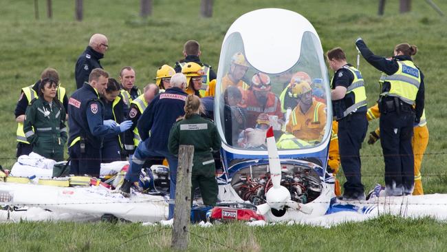 Paramedics and Emergency workers at the scene in Clyde North. Picture: Jay Town