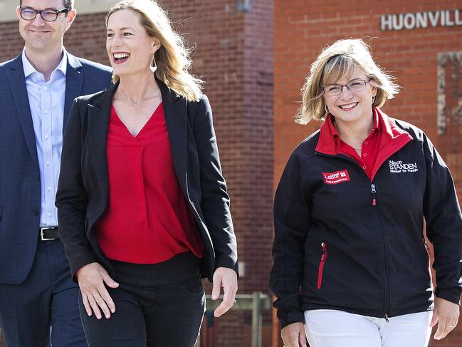 Labor leader Rebecca White and housing spokeswoman Alison Standen. Picture: Chris Kidd