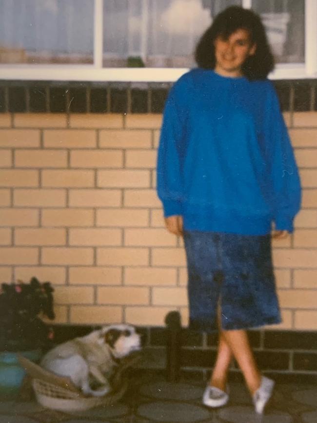 Mangiarelli with her beloved childhood pet, Fritz, in 1987. Picture: supplied