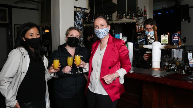 Vaccinated Sydneysiders at the pub after it reopened on Monday. Picture: NCA NewsWire