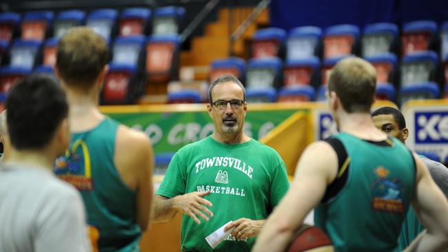 Townsville Crocodiles coach Paul Woolpert at the Townsville Crocs training session at the Entertainment Centre before their home game against the Adelaide 36ers on Friday.