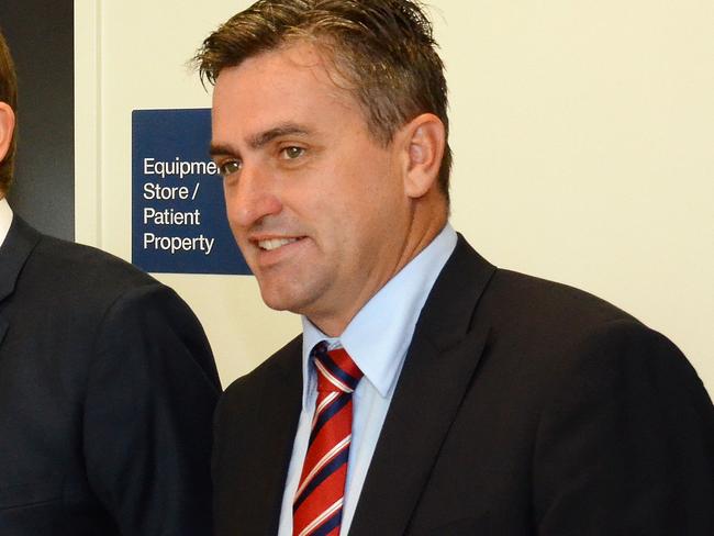 New health minister Cameron Dick is taking his first tour of Logan Hospital. L-R: Dr. David Crompton, Executive Director of Addiction and Mental Health, Metro South; Health Minister Cameron Dick; Linus Power, Member for Logan. Picture: Peter Cronin