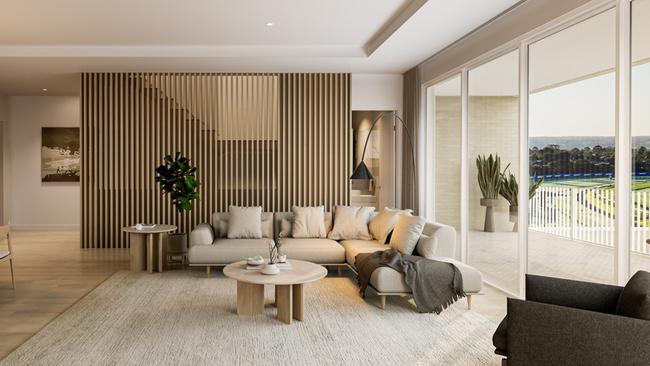 The interior of one of the trackside apartments at The Quarter. Picture: render supplied