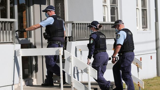 The scene at apartment blocks in Darby Street, Newcastle, where Wes Prentice was shot in the chest.Picture by Peter Lorimer