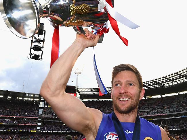 Matthew Boyd celebrating last year’s premiership success. Picture: Getty Images