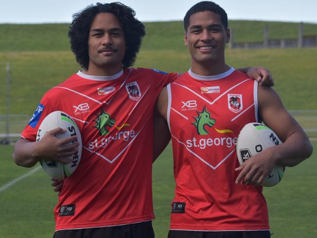 St George Illawarra identical twins Max (left) and Mat Feagai. SUPPLIED