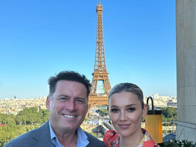 Karl and Jasmine Stefanovic dined with the Eiffel Tower backdrop at Girafe.