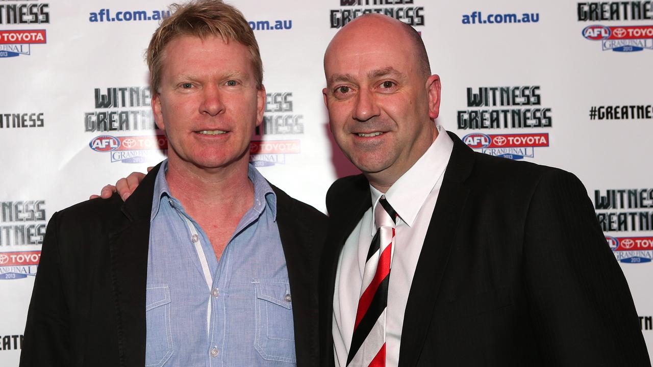 Peter Dickson (left) with Channel 9’s Bruce Eva.